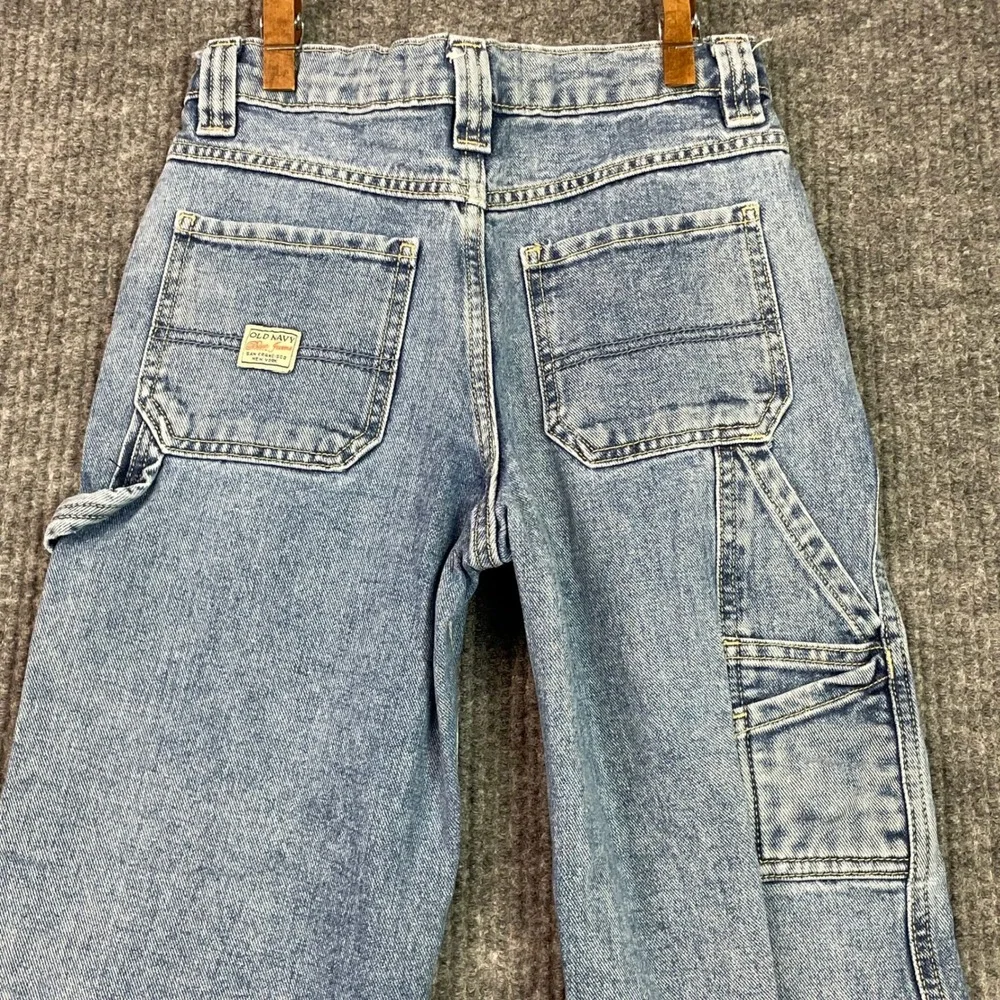 Old Navy Painters Pants Reissue Girls 10 Blue Denim Carpenter Jeans Straight Leg